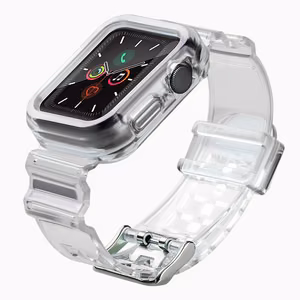 Silicone Band Strap Bracelet Case Strap Light Set for Apple Watch 44mm - Black