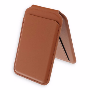 Nahkalompakko telineellä, yhteensopiva MagSafe Satechi Vegan Leather Wallet Stand ruskea