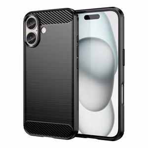 Carbon Case Silikoninen Suojakuori iPhone 16 Plus:lle - Musta