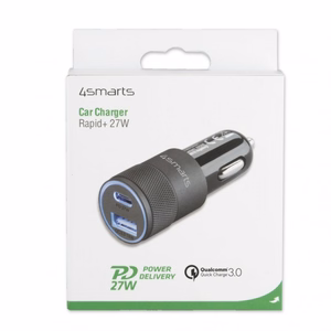 Autolaturi Rapid+ 27W Quick Chargella, harmaa / musta