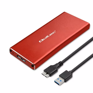M.2 SSD drive SATA NGFF USB 3.0 Super speed 5Gb/s 2TB Red (Qoltec 51831 enclosure)