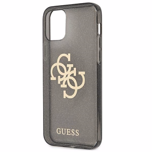Guess GUHCP12LPCUGL4GBK iPhone 12 Pro Max 6.7" musta/musta kova kotelo Glitter 4G iso logo