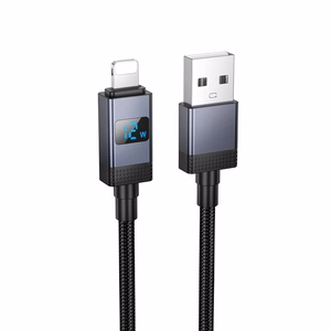 Kaapeli USB A - Lightning Hoco 2,4A näytöllä 1 m X118 musta