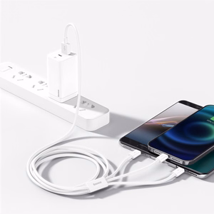 Kaapeli Baseus Superior USB - microUSB+Lightning+Type-C 3.5A 1,5m valkoinen CAMLTYS-02