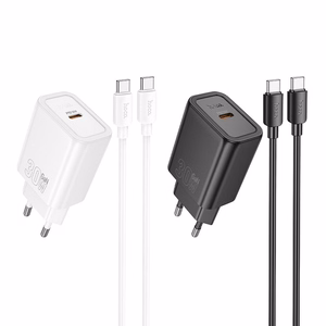 Phone charger Hoco USB C QC PD 30W + cable USB C to USB C N62 white