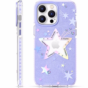 Kingxbar Heart Star Series tapauksessa iPhone 14 Plus violetti tähti tapauksessa