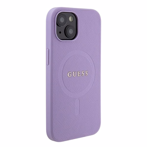 Guess Saffiano MagSafe suojakuori iPhone 15 Plus:lle - violetti