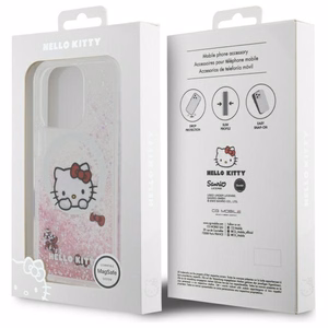 Hello Kitty Liquid Glitter Sweet Kitty Bows MagSafe Suojakuori iPhone 16 Pro Max:lle - valkoinen