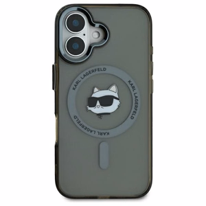 Karl Lagerfeld Suojakuori iPhone 16 6.1 KLHMP16SHLSCHK Musta Kova IML Metal Choupette Head MagSafe