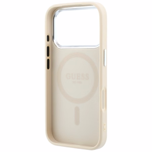 Guess Grained Triangle Logo MagSafe -suojakuori iPhone 18 Pro / 17 Pro – beige