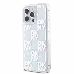 DKNY Liquid Glitter Multilogo Suojakuori iPhone 15 Pro Max:lle - valkoinen