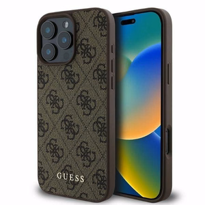 Guess Suojakuori iPhone 16 Pro:lle GUHCP16LG4GFBR (PU 4G Classic) ruskea