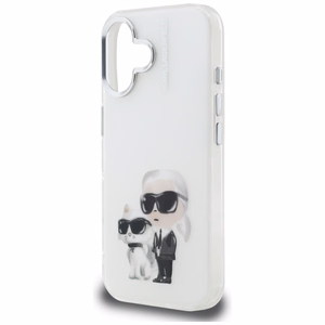 Karl Lagerfeld IML Aquarelle Karl & Choupette & Logo iPhone 16 Case - White