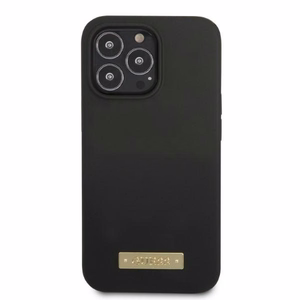 Guess GUHMP13XSPLK iPhone 13 Pro Max 6.7 musta/musta kova suojakuori Silicone Logo Plate MagSafe