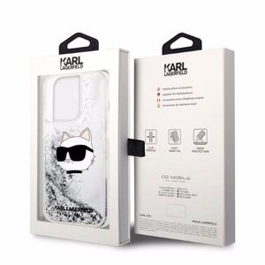 Karl Lagerfeld KLHCP14XLNHCS iPhone 14 Pro Max 6.7" hopeinen/hopeinen kovakuori Glitter Choupette Head