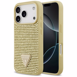 Guess Rhinestone Triangle Logo suojakuori iPhone 17 Pro - kulta