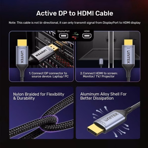 UNITEK kaapeli DisplayPort 1.4 - HDMI 2.1, 8K, 1,8 m