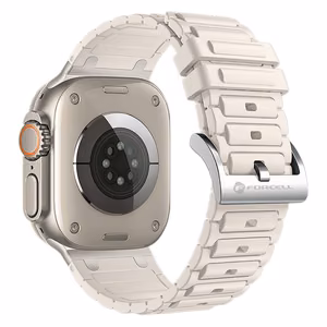 Hihna Apple Watch:lle Forcell F-Design FA06 silikoninen reikä 42 / 44 / 45 / 49 mm valkoinen