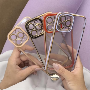 Muoti Kotelo Kotelo Samsung Galaxy A12 5G Gold Frame Gel Cover Punainen