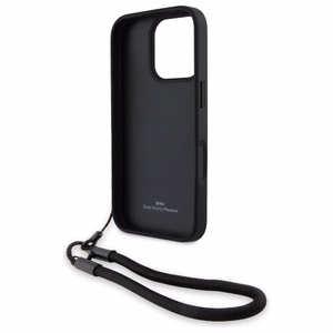 BMW Signature Leather Wordmark Cord Case for iPhone 16 Pro - Black