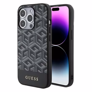 Guess Suojakuori iPhone 14 Pro Max 6,7 GUHMP15XHGCFSEK musta HC MAGSAFE GCUBE PU STRIPE