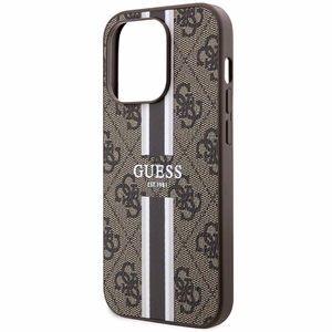Guess 4G Printed Stripes MagSafe Suojakuori iPhone 15 Pro:lle - ruskea