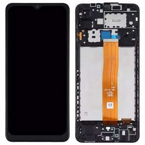 Samsung A125 A12 LCD-näyttö kosketusnäytöllä ja kehyksellä, alkuperäinen musta (huoltopakkaus)