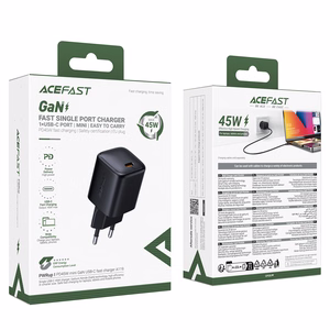 Acefast A119 GaN PD 45W USB-C Verkkolaturi - musta