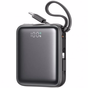 Joyroom JR-PBF27 10000mAh 22.5W tehopankki sisäänrakennetuilla USB-C- ja Lightning-kaapeleilla - musta
