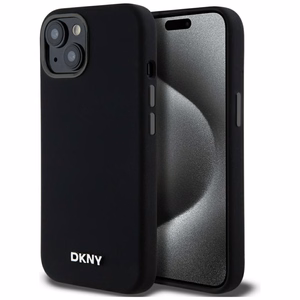 DKNY Liquid Silikoninen Small Metal Logo MagSafe Suojakuori iPhone 14/15/13:lle - musta