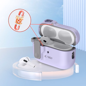 Tech-Protect Slim Hook Suojakuori karabiinilla Apple AirPods Pro 1 / 2:lle - violetti