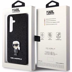 Karl Lagerfeld Fixed Glitter Ikonik Logo Metal Pin Suojakuori Samsung Galaxy S24+:lle - musta