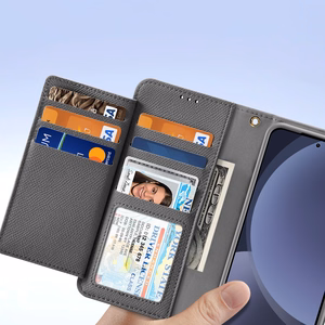 Dux Ducis Lawa Nahkainen Suojakuori Samsung Galaxy S25+:lle irrotettavalla magneettisella lompakolla - Harmaa