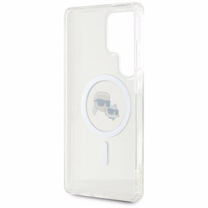Karl Lagerfeld Button Karl & Choupette Heads Printed Logo MagSafe Suojakuori Samsung Galaxy S25 Ultra Valkoinen