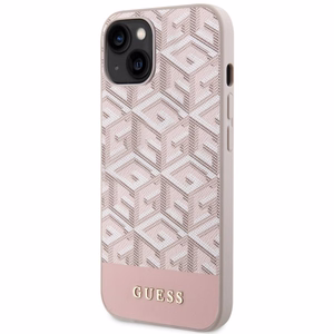 Guess case for iPhone 14 6,1" GUHMP14SHGCFSEP pink harcase Magsafe Gcube PU Stripes