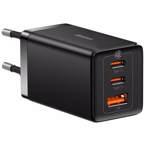 Baseus GaN5 Pro laturi 65W 2x USB-C USB-A + USB-C USB-C kaapeli (musta)