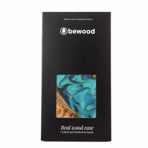 Puu- ja hartsikuori iPhone 15 Plus:lle Bewood Unique Turquoise - turkoosi ja musta