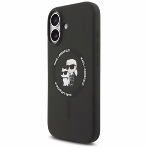 Karl Lagerfeld Silikoninen Karl&Choupette Ring MagSafe Suojakuori iPhone 17:lle - Musta