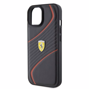 Ferrari FEHCP15SPTWK iPhone 15 6,1 musta/musta kovakuori Twist Metal Logo