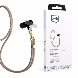 3mk EasyClip Elite puhelimen kaulahihna, Taupe (kultaiset osat)