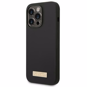 Guess GUHMP14XSBPLK iPhone 14 Pro Max 6.7" musta/musta kova kotelo Silikoni logo levy MagSafe