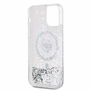 Karl Lagerfeld Liquid Glitter Choupette Head MagSafe suojakuori iPhone 12 / 12 Pro:lle - läpinäkyvä