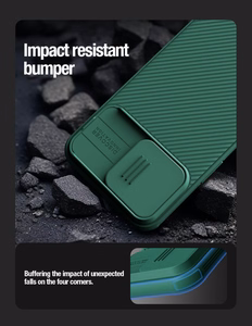 Nillkin CamShield Pro PC+TPU Suojakuori iPhone 15 Pro:lle sininen