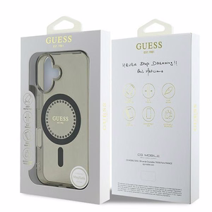 Guess IML Rhinestones MagSafe Suojakuori iPhone 16 Plus:lle - musta