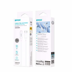 BWOO silikoonikaapeli X329CL 27W USB-C - Lightning 1m valkoinen