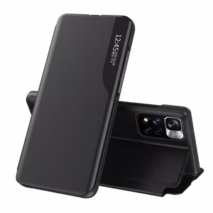 Eco Nahka View Case Tyylikäs Flip Cover Stand toiminto Poco M4 Pro 5G musta