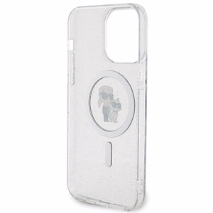 Karl Lagerfeld KLHMP14XHGKCNOT Karl & Choupette Glitter suojakuori laitteelle iPhone 14 Pro Max 6.7", MagSafe-yhteensopiva, läpinäkyvä