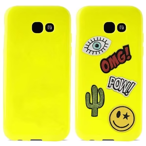 PURO Patch Mania suojakuori Samsung Galaxy A3 (2017) -laitteelle, mukana 5 koristekangasmerkkiä, keltainen