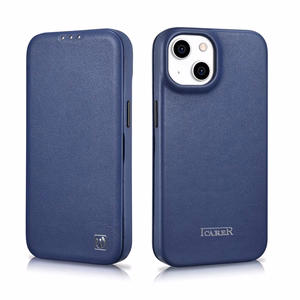 iCarer CE Premium Nahka Folio Case iPhone 14 Plus Magneettinen Flip Nahka Folio Case MagSafe Blue (WMI14220715-BU)