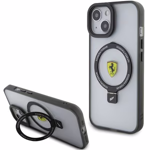 Ferrari FEHMP15SUSCAK iPhone 15 6.1 musta/musta kovakuori Ring Stand 2023 Collection MagSafe